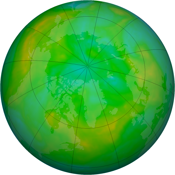 Arctic ozone map for 13 July 2015